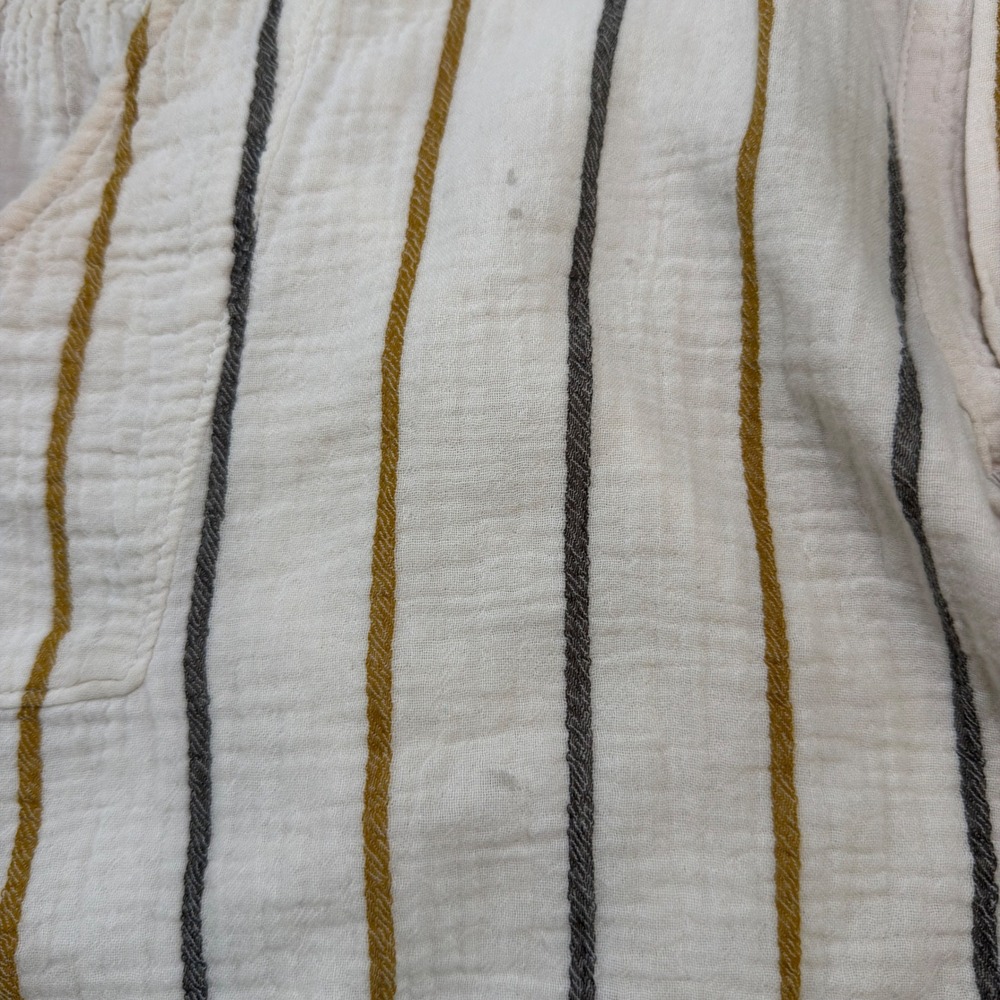 Madewell Women Striped Cotton Gauze Short Sleeve Top Cream Mustard Medium - Picture 3 of 7